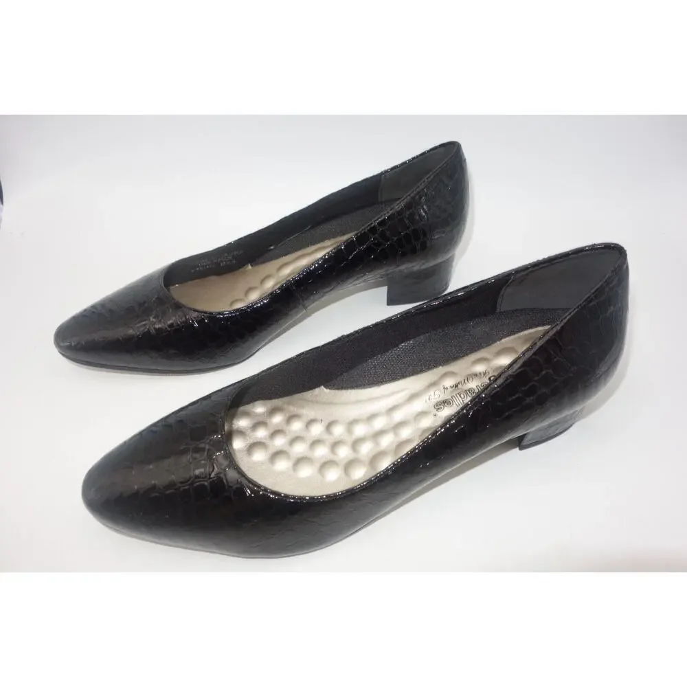 NEW Walking Cradles Heidi Pumps Shoes Black Small Patent Gator Women's 10.5